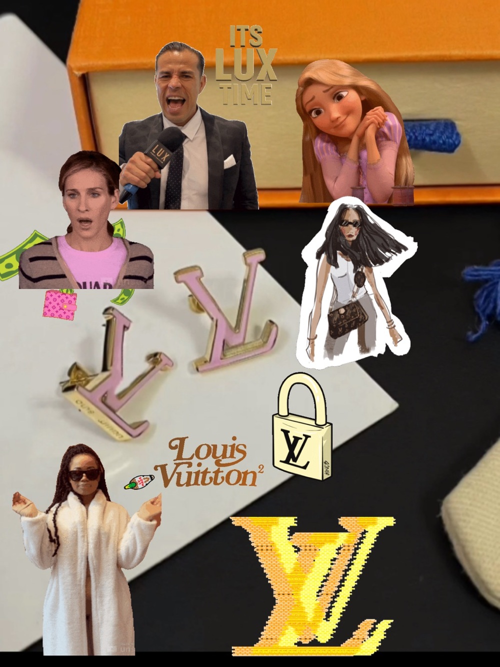 Louis Vuitton Pink&Gold LV Logo Earrings